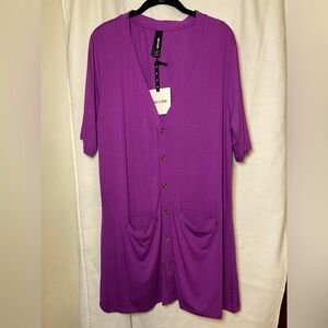 NWT Agnes & Dora Amethyst Purple Welt Pocket Cardigan 2 Pockets Size S or L